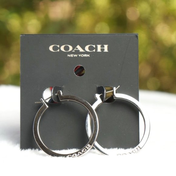 COACH SILVER HOOP EARRINGS - Picture 1 of 1